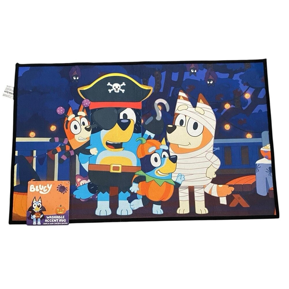 Bluey Halloween Washable Accent Rug Trick or Treat 20x32 Kids Decor